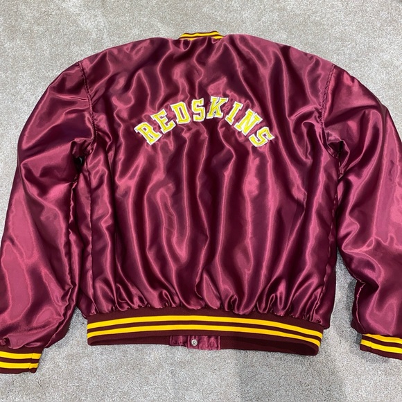 Redskins NFL Maroon Bomber Jacket Size 3XL Snap Button Pockets WA Commanders - Picture 1 of 9